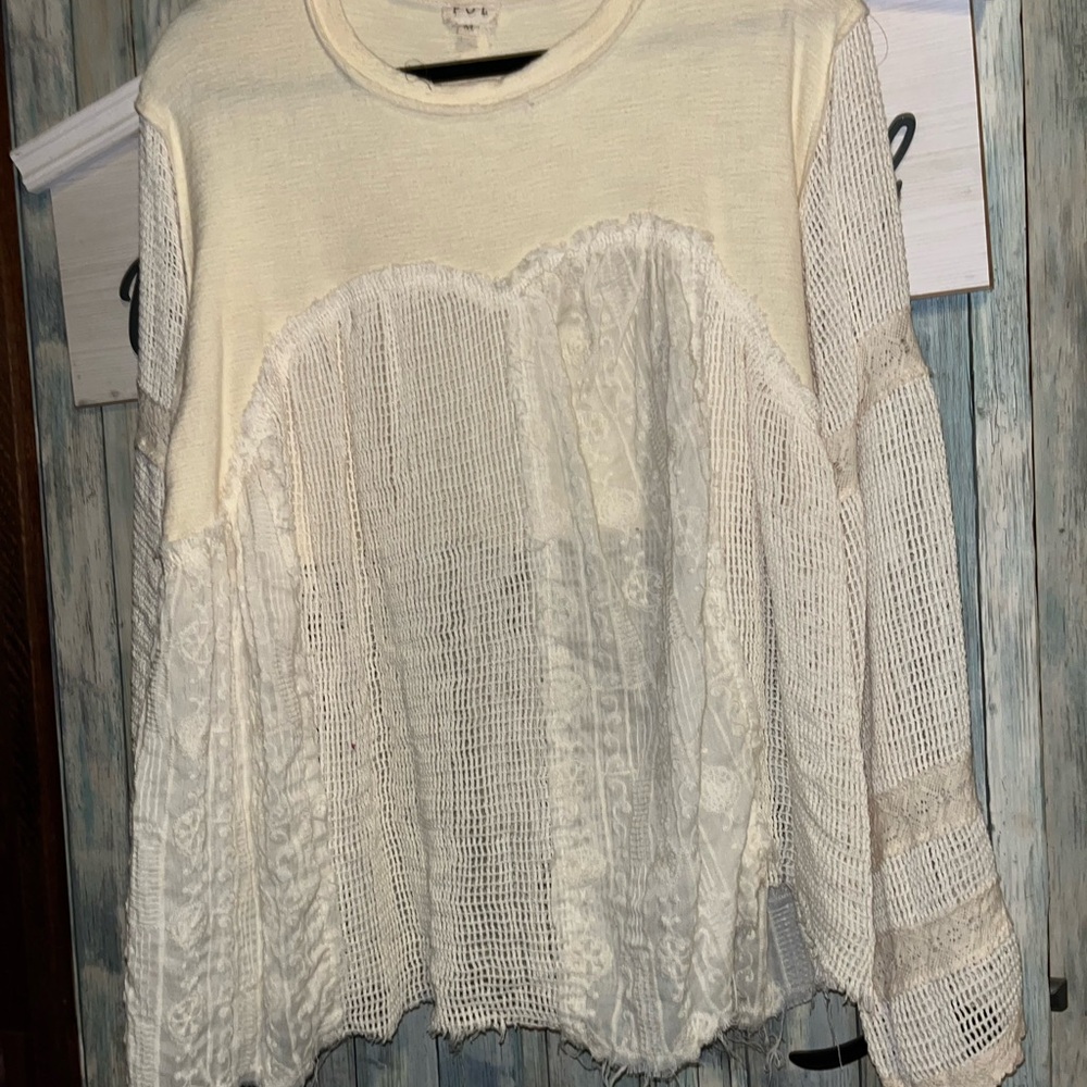 POL Medium Lace Me Later Mesh Balloon Sleeve Blouse - Picture 6 of 8